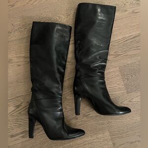 Black High Heel Boots, Soft Leather, Very Comfortable 36 6B